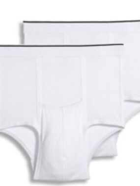 Jockey Big Man Briefs with Pouch, Contrast Waistband - 2 Pack Blk & Wht.